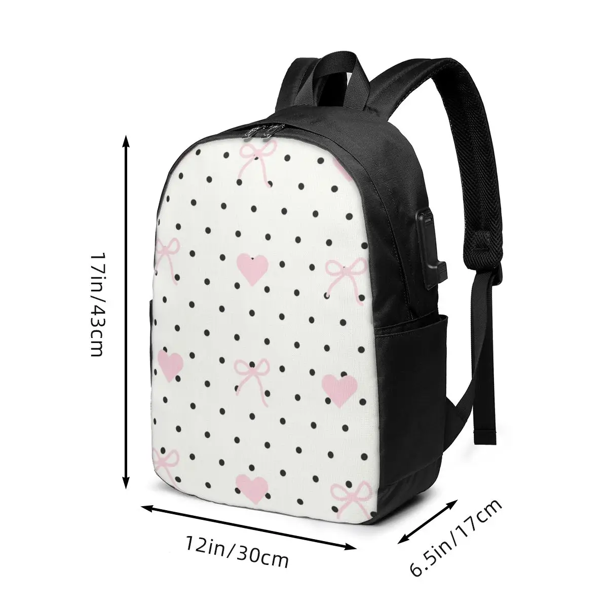 Vintage Bow And Polka Dot Boho Style Backpack Travel Notebook Bag Computer College Student School Bag Laptop Shoulder Bags