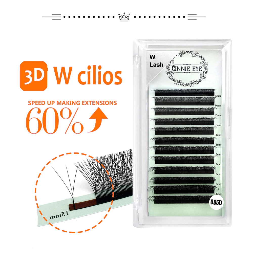 Cilios 3D W Wimpernverlängerungszubehör, 4D W Y-förmige Wimperncluster, vorgefertigte Volumenfächer, natürlicher Nerz, individuelle Bündel, Locken C/D – Detail 7