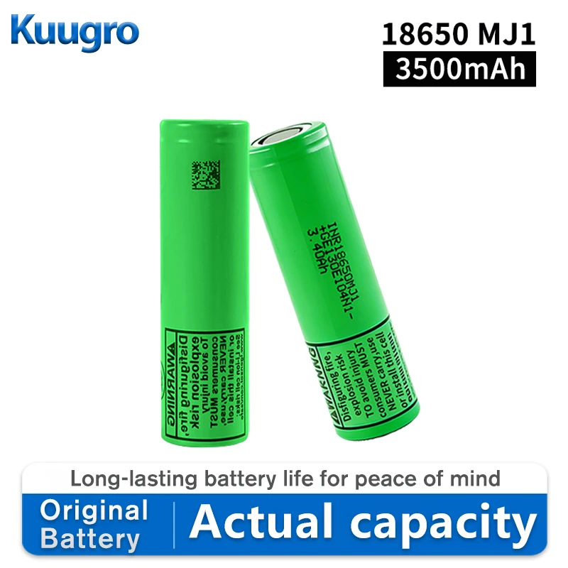 

Kuugro 18650 Lithium Battery 3500mAh 3.7V Discharge 12A Original INR18650 MJ1 18650 Rechargeable Battery for Power Tools Pack