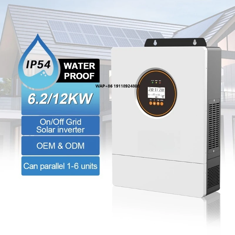 Best Seller Waterproof Dustproof  IP54 Inverter 12KW  Power Inverter DC 220/230V Dual AC Pure Sine Wave Solar Hybrid Inverter
