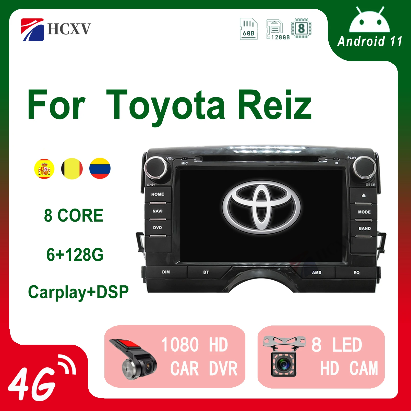 

Автомобильный радиоприемник HCXV Android, стерео для Toyota Reiz 2 Din, стерео, Автомобильная навигационная и мультимедийная система, Dvd-плеер, аудио, Gps, Авторадио 4G