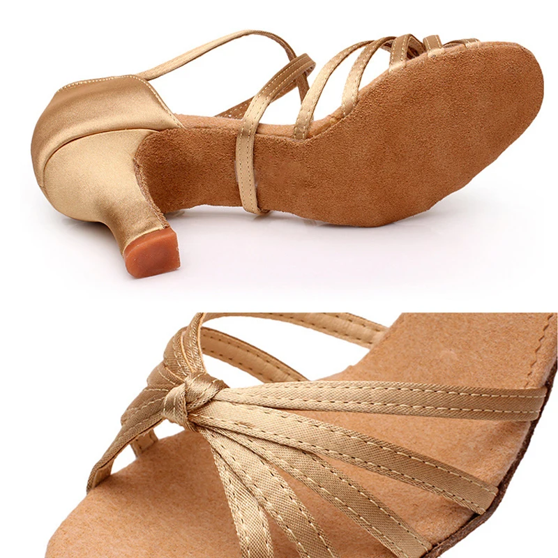 Chaussures de danse latine pour femmes, salle de Rh, tango, chaussures de phtaline pour dames, sandales de danse de soirée en satin pour filles, vente en gros, nouveau, 5 cm, 7cm