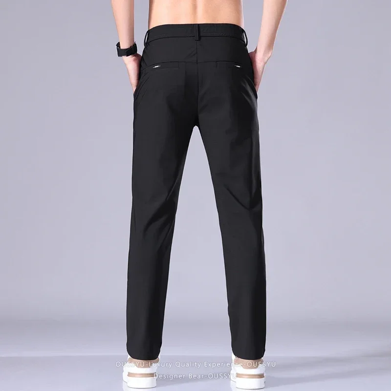 Hochwertige Sommer-Dünne Hochelastische Freizeithose Business Koreanische Atmungsaktive Schnelltrocknende Gerade Polyamidfaser-Hose für Herren – Detail 16