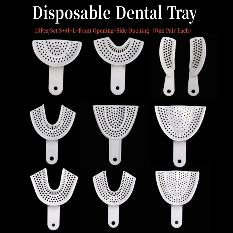 

10Pcs Dental Impression Plastic Trays Denture Model Tray Braces Dental Lab Materials