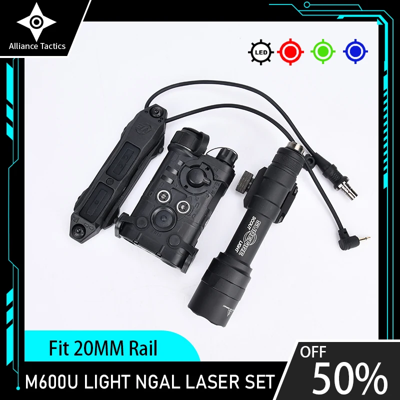 

Tactical wadsn NGAL Red Green Blue Indicator Surefir M300A M600U Hunting Scout Light With airsoft Dual Control Switch Rail