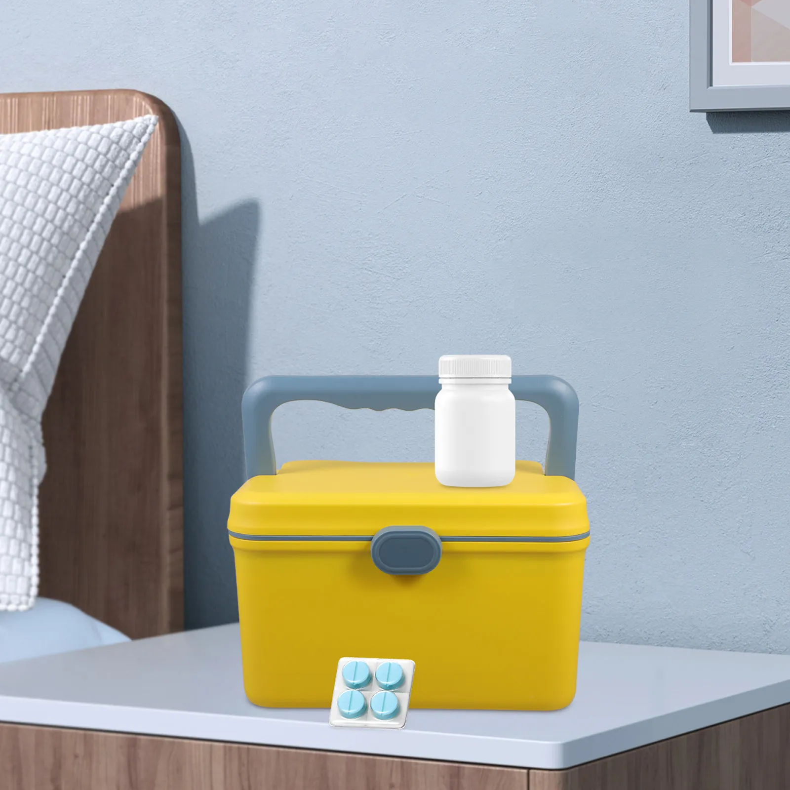 boite-de-rangement-de-grande-capacite-manche-en-plastique-jaune-design-compact-organisateur-de-medicaments-d'urgence-ideale-pour-le-voyage-la-maison-et-le-camping