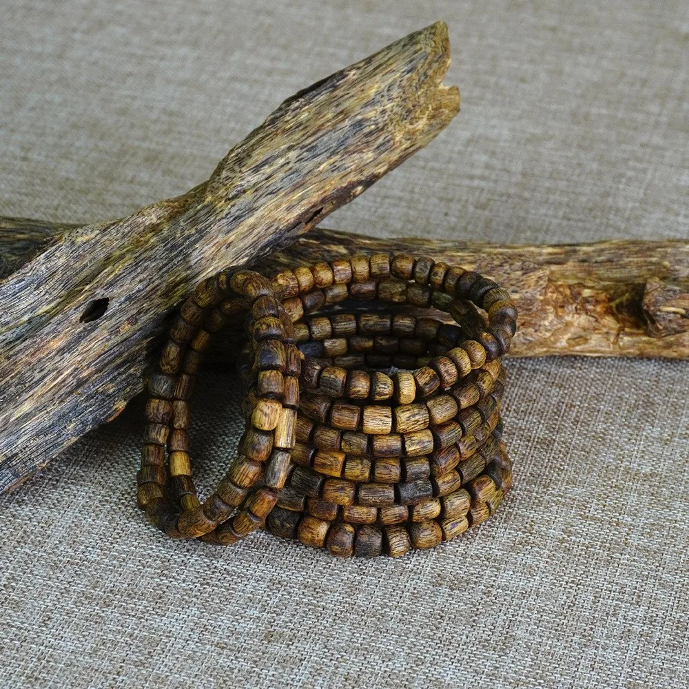 With Shape Single Circle Bracelet Natural Old Material Insect Leakage Fragrant Green Wood Jewelry Bracelet