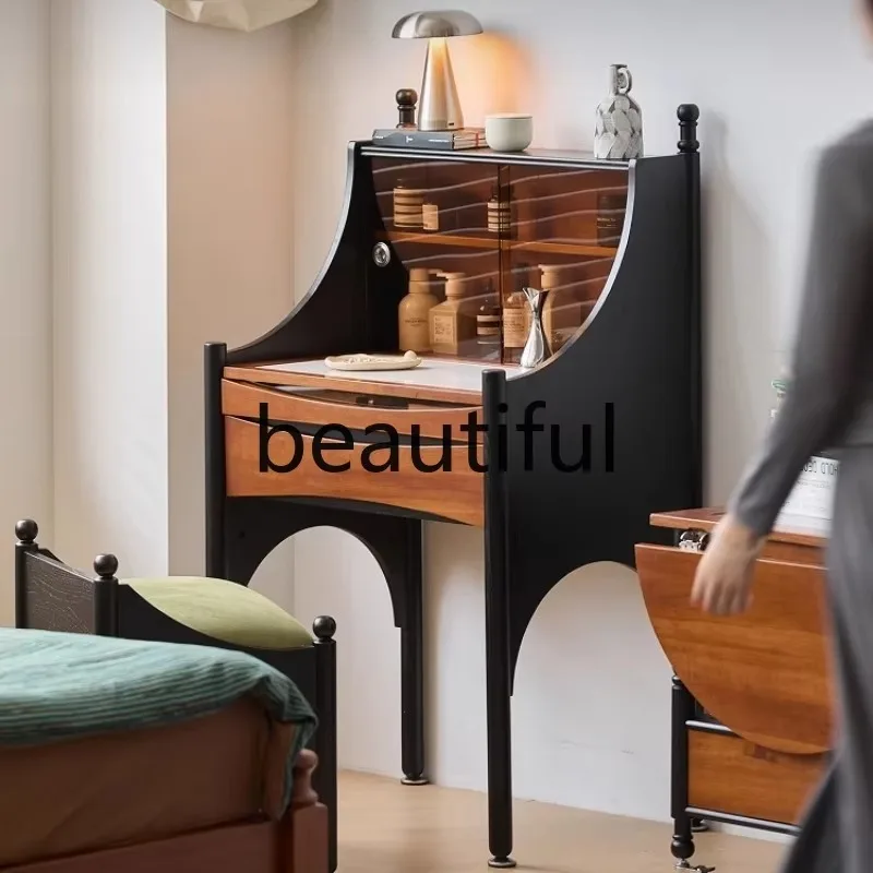 A139 French retro solid wood dresser bedroom makeup dressing cabinet high-end small medieval