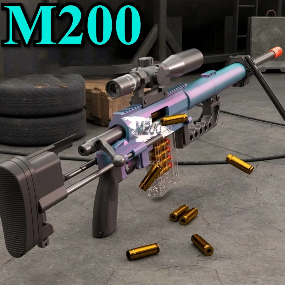 Extra-Large M200 Shell Throwing Soft-Bullet Gun Can Be Fired Toy Gun Outdoor Battle Sniper Gun Model Christmas Gift for Children