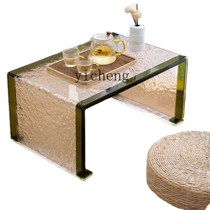 

Zk Stone Pattern Acrylic Floating Window Sill Small Table Transparent Small Coffee Table Sitting Floor Tatami