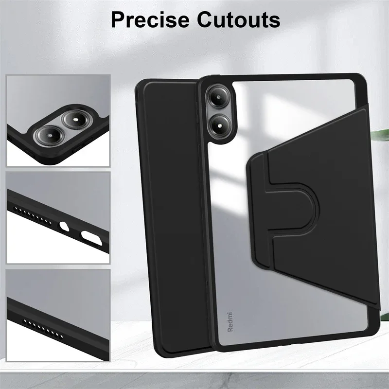 

360 Rotating Magnetic Smart Tablet Cover For Redmi Pad Pro 12.1 inch Xiaomi PocoPad 12.1 2024 Case with Pencil Holder