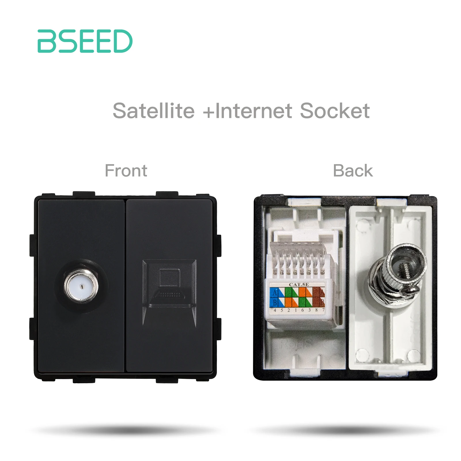 BSEED EU Wandglasplatte mit doppelter Internet-Buchse CAT5 RJ45 ST TV USB-Funktion Teile Steckdose DIY freie Kombination