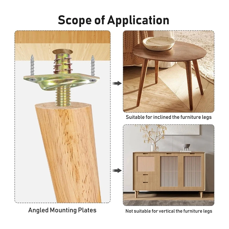 Leg Mounting Plates Furniture Leg Attachment Plates 12 Degree Angled Metal Table Leg Mounting Hardware,Furniture Metal 8Piece