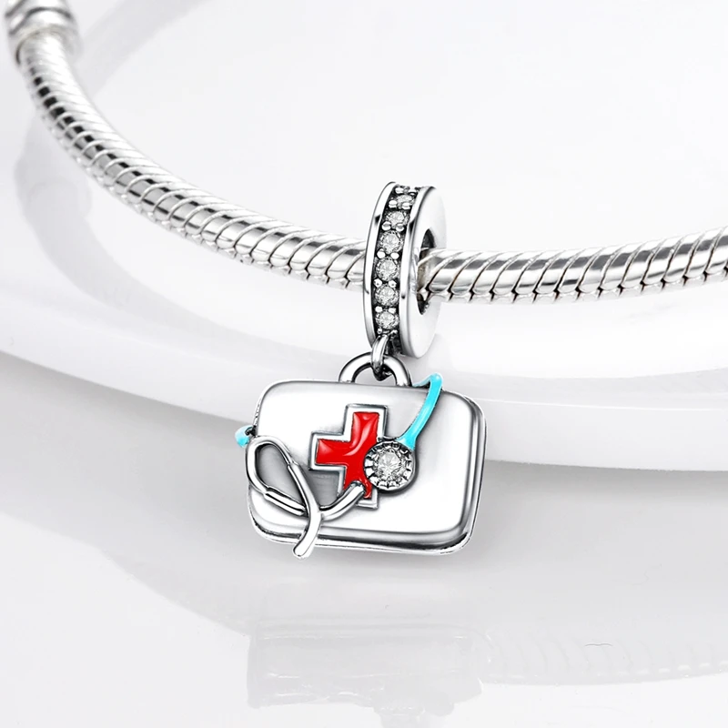 Original 925 Sterling Silver Charms Doctor Medical Kit Pendant Nurse Bead Fit Original Bracelet For Women DIY Jewelry Gift