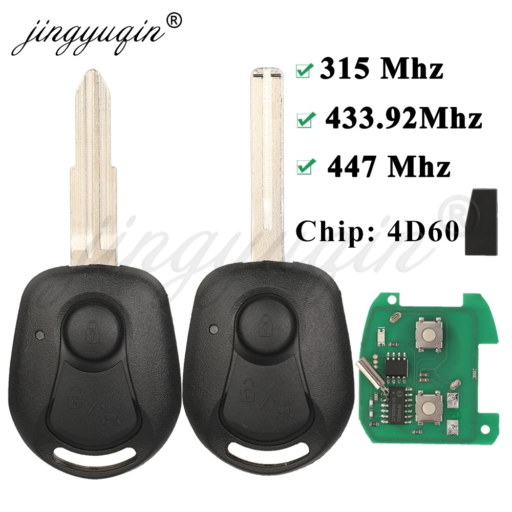 jingyuqin 2Buttons 315Mhz 433.92Mhz 447 MHZ 4D60 Chip Remote Head Car Key For Ssangyong Actyon Kyron Actio Rexton SSY3 MBEF750/