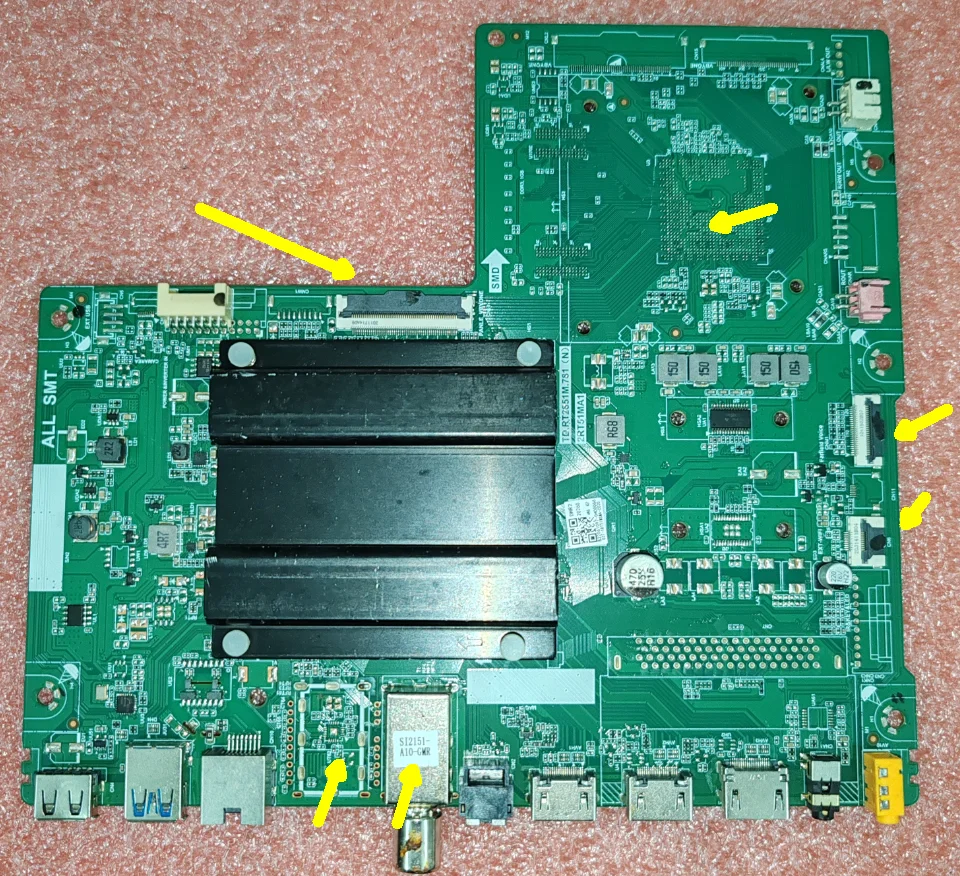 

TD.RT2851M.781 (T) TD.RT2851M.781 (N) 2RT51MA1 LED TV motherboard tested well Physical photo