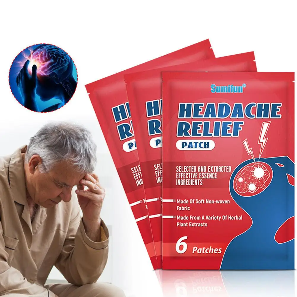 Headache Relief Patch Treatment Migraine Plaster Relieve Dizziness Head Pain Reduce Stress Brain Nerve Relax Acupoint Sticker