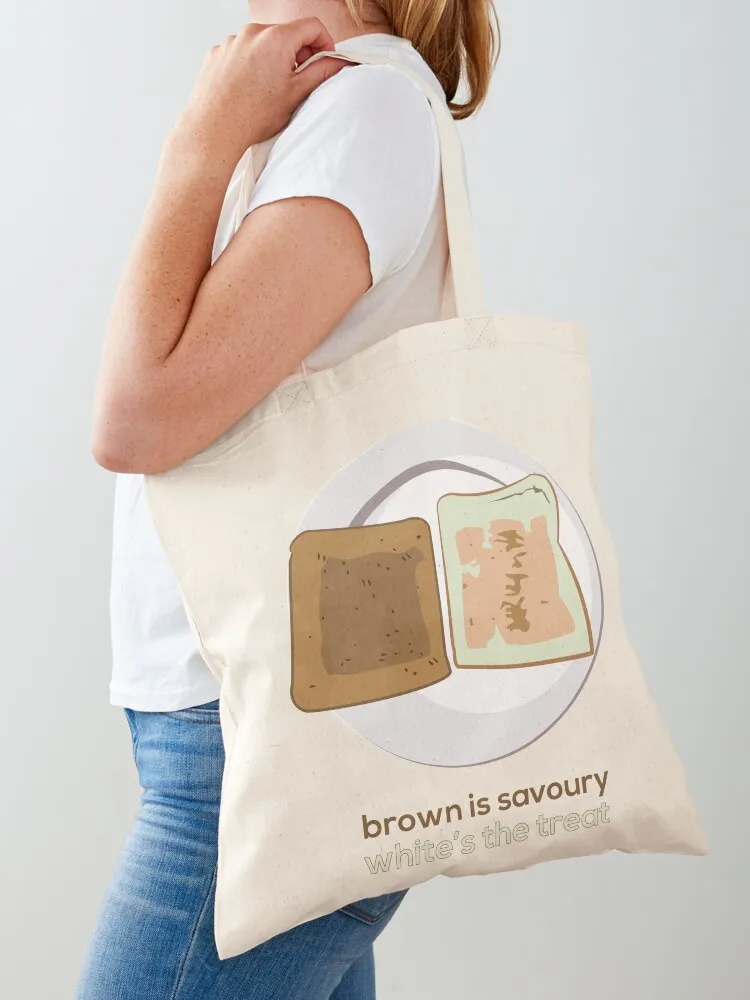 Peep Show quote: Brown is Savoury, White's the Treat Tote Bag great bag canvas shopping bag bags woman 2025 Canvas Tote