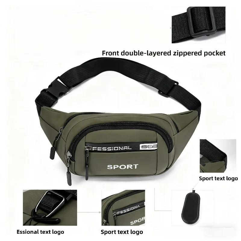 حقيبة خصر رياضية مع مقصورات متعددة بسحاب - حزام قابل للتعديل وحقيبة متينة للأنشطة الخارجية والسفر الرياضي #1