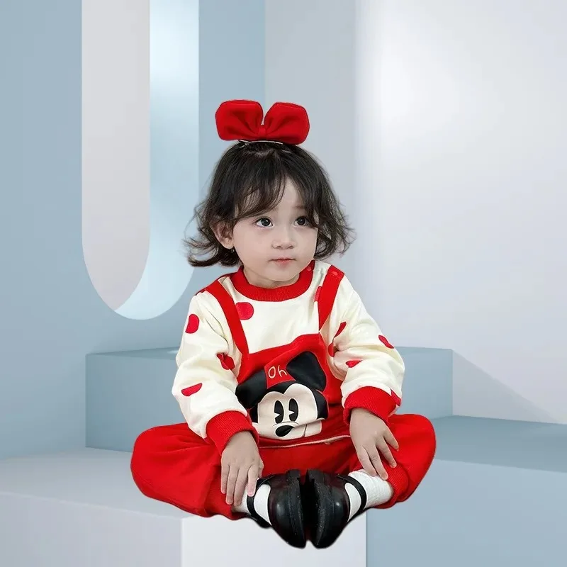 

Детские комбинезоны с Микки Маусом, весенне-осенняя одежда для новорожденных, теплые боди, детский комбинезон, верхняя одежда, детский костюм
