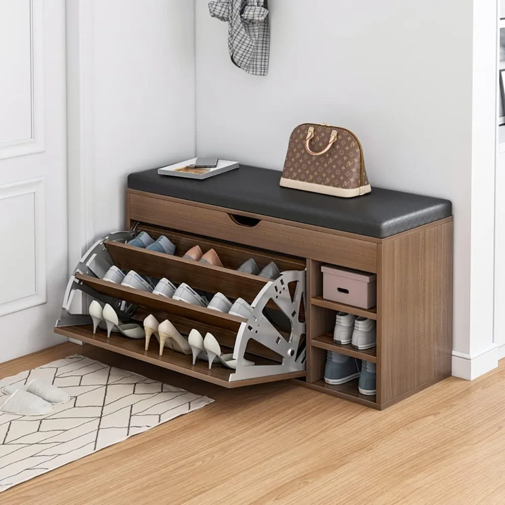 for Entryway with Sitting Stool Shoe Storage Cabinet for Entryway Shoe Rack Three-Tier Shoe Cabinet Suitable