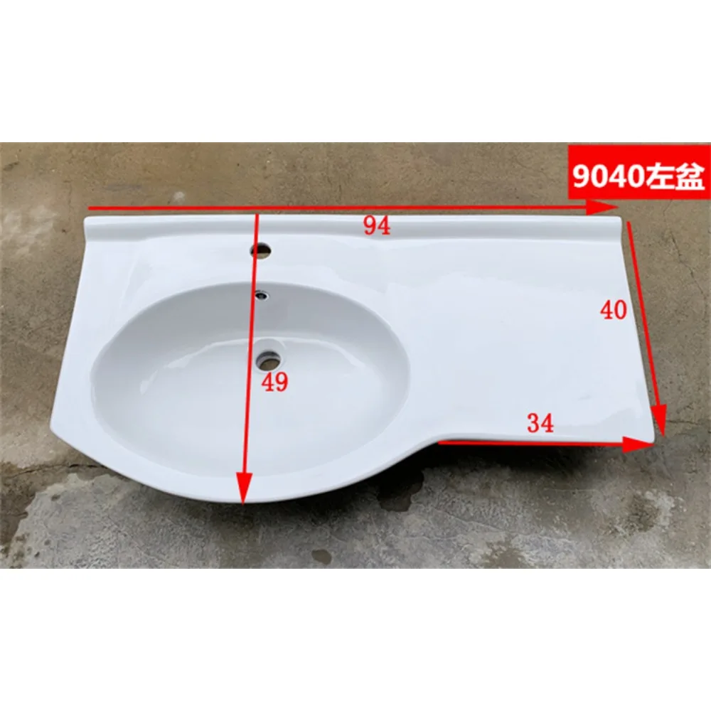 Left basin, right basin, toilet, wash basin, old style, big belly, irregular arc ceramic countertop, integrated basin