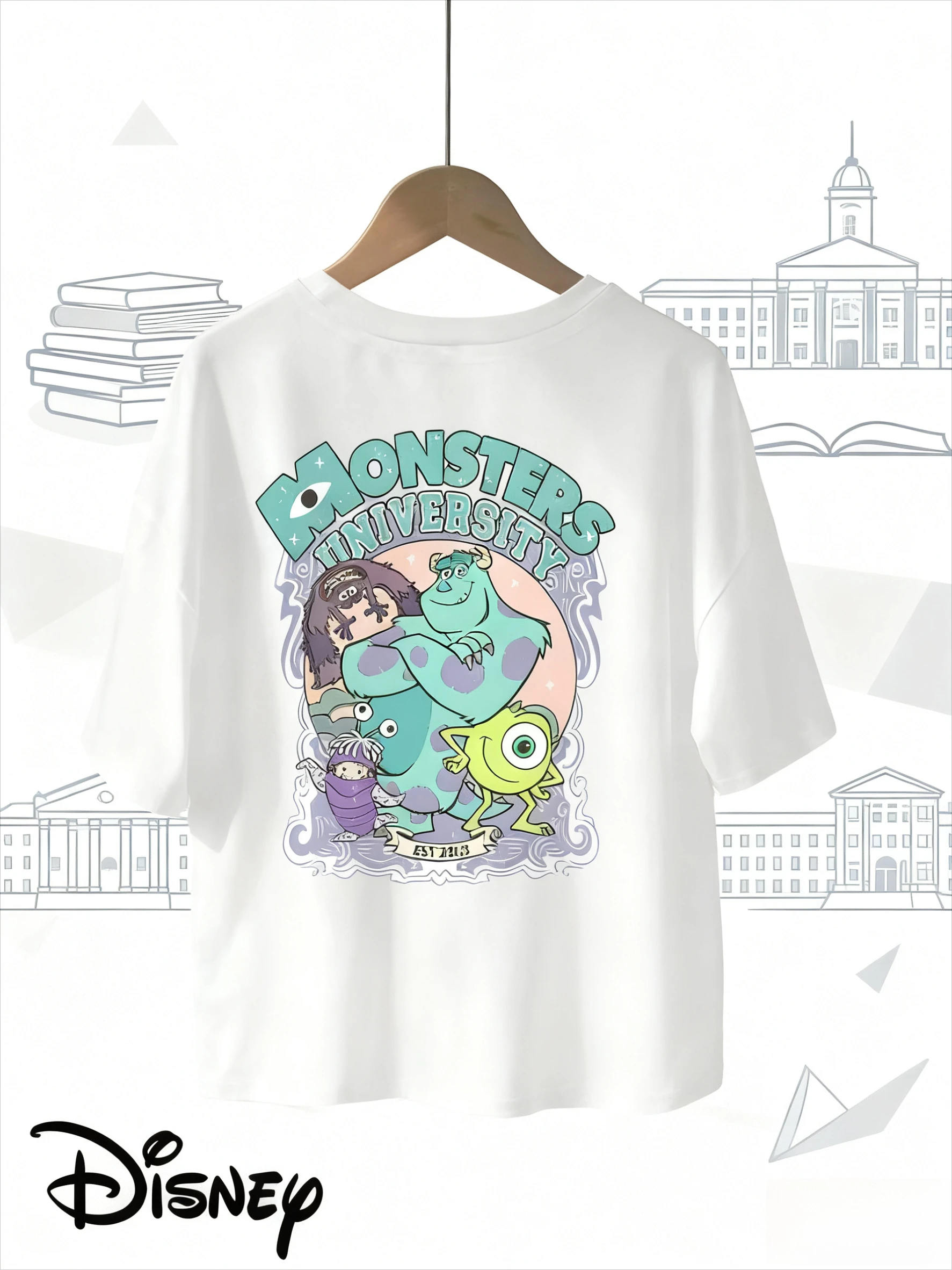 

Disney Monsters University T-shirt, Large Casual and Comfortable Cotton Couple T-shirt, Vacation Neutral Short-sleeved