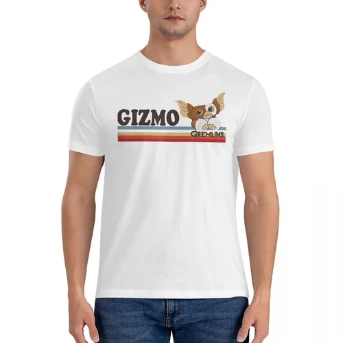 Imagen 1 del producto Camiseta a rayas para hombre, ropa de algodón puro de manga corta con cuello redondo, g-gremlins Gizmo