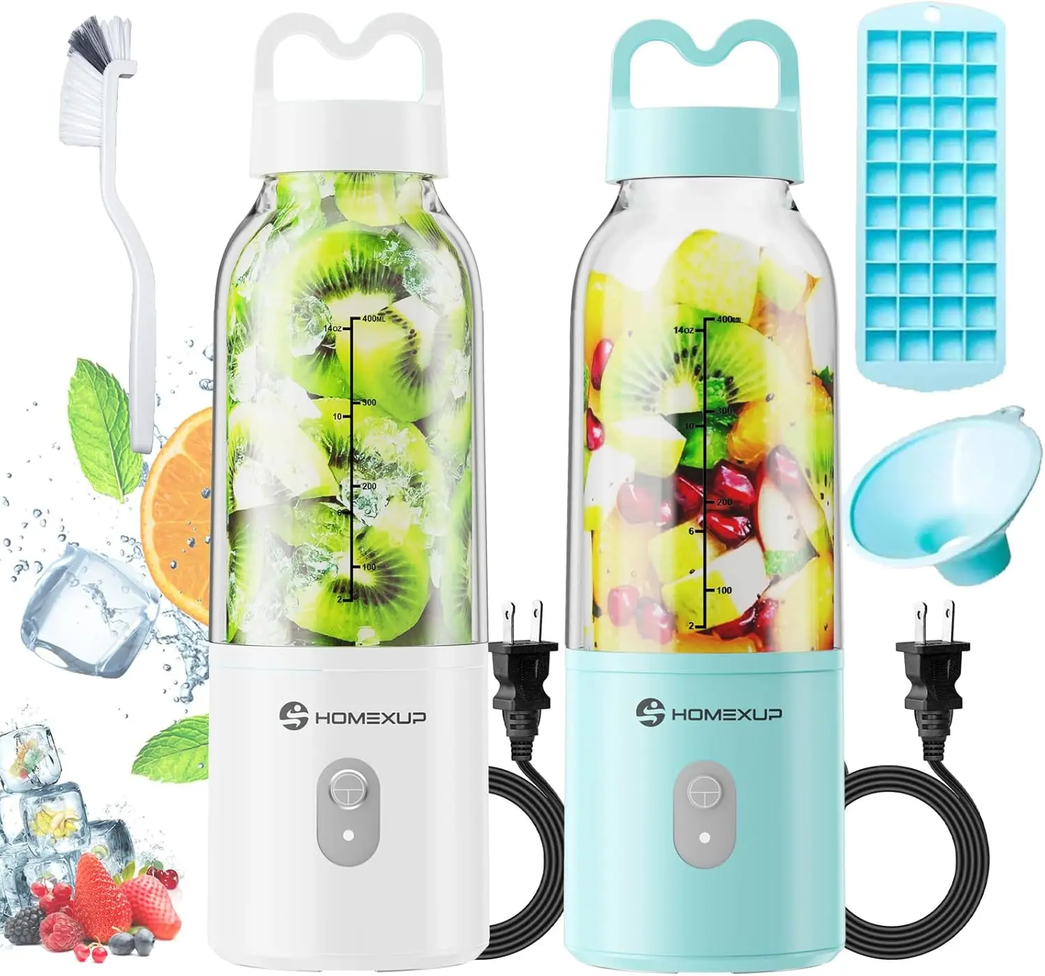 

2Pcs Portable Personal Blender 17 Oz/500 Ml Juicer, 175W Personal Size Blender, Ideal For Smoothies, Ice Blending, Juicing, And