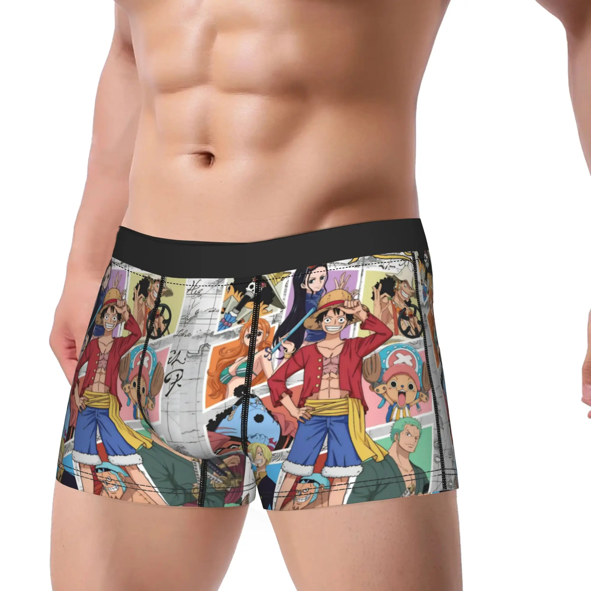Sexy Boxer Shorts Panties Briefs Men's One Piece Underwear Japan Manga Breathable Underpants for Male M-XXL