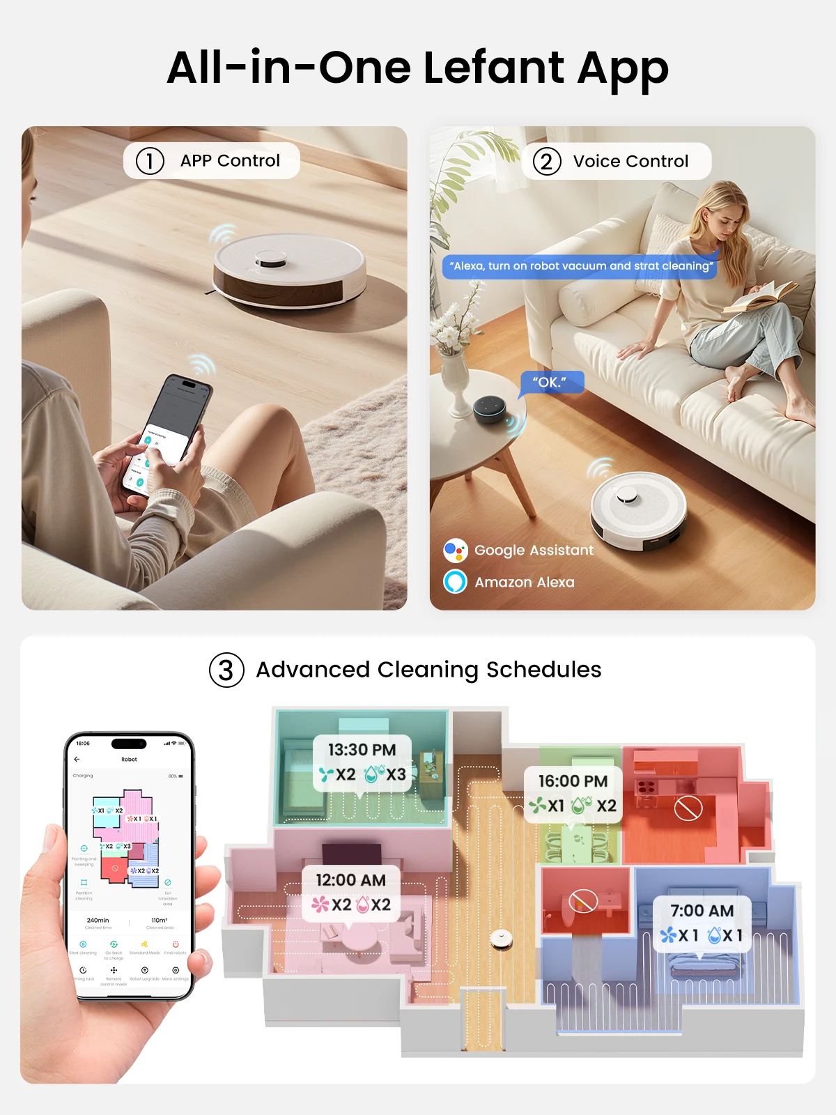 M2 Pro Lefant Robot Vacuum and Mop Combo,Self-Emptying with ,5500Pa LiDAR Robotic Vacuum Cleaner with Precision Mapping,