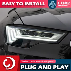 AKD Headlight for Audi A6 Headlights 2012-2015 Upgrade C8 Design LED Dynamic Turn Signal Dual Beam Lens Front Lamp Assembly