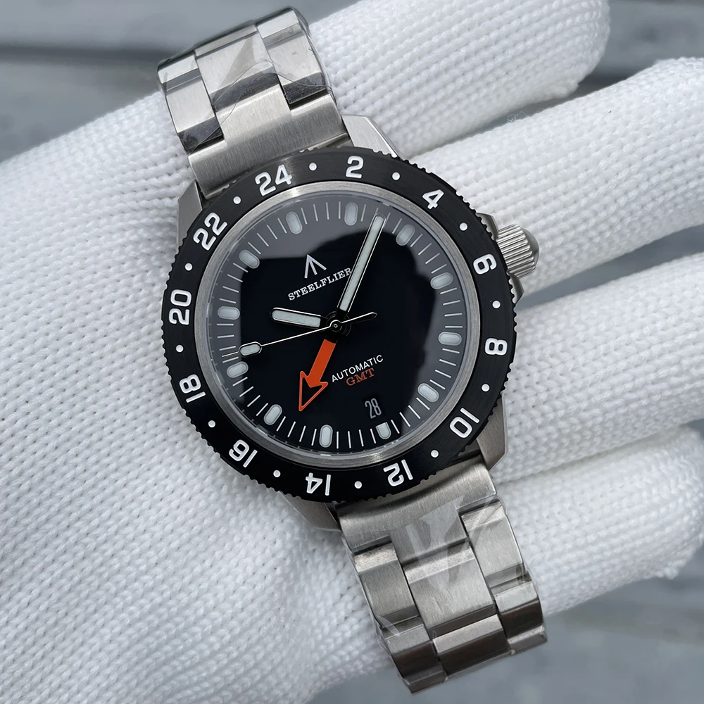 

STEELFLIER Official SF793 Luxury GMT Mechanical Wristwatch Steel Bezel NH34 Movement Super Luminous 20Bar Waterproof Dive Watch