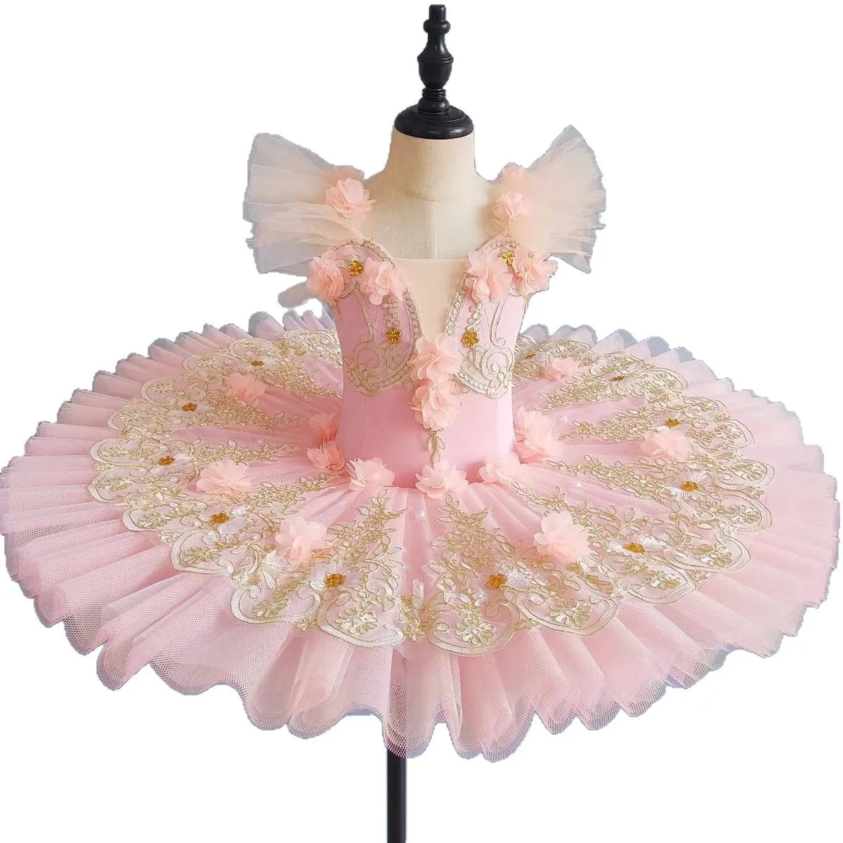 女の子用バレエチュチュスカート 子供用シグネットダンスパフォーマンスドレス パンケーキスカート ホワイトスワンレイク ベスティド・デ・バイレ