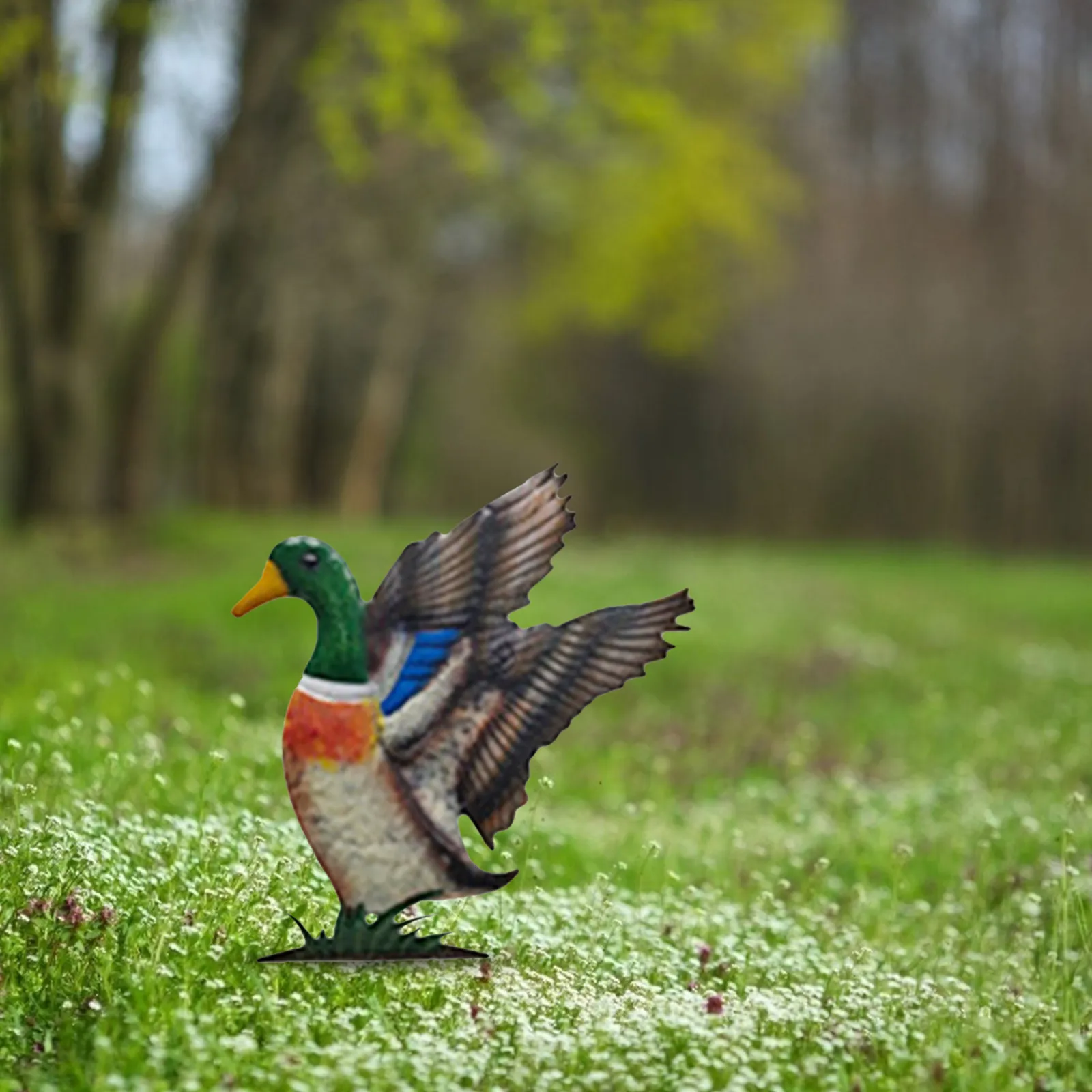 

Metal Duck Stake Adorable Garden Mallard Decoration Durable Outdoor nament Environmental Views