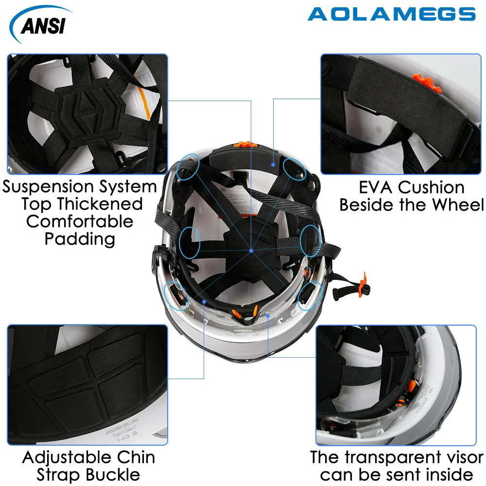CE Construction Safety Helmet With Visor Built In Goggles Reflective  Stickers For Engineer ABS Hard Hat ANSI Industrial Work Cap - AliExpress 30
