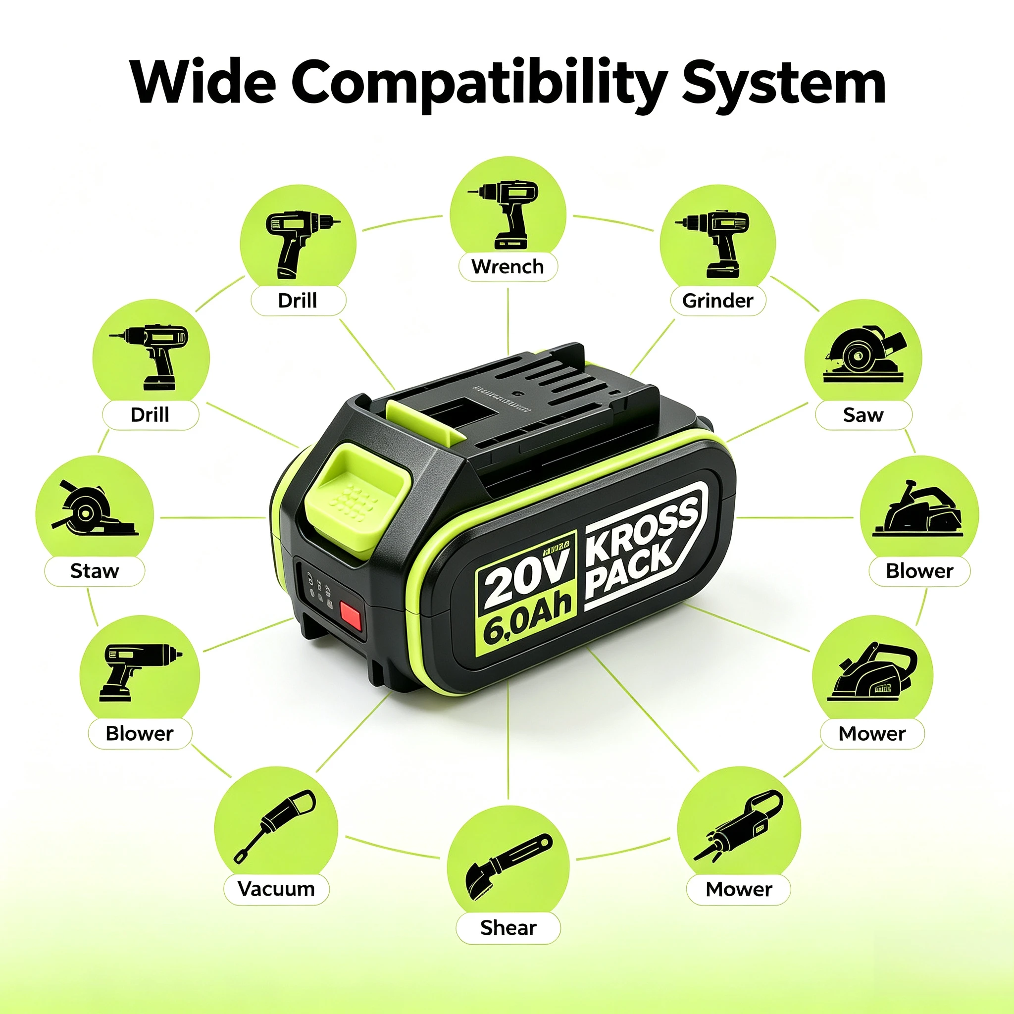 WORX 20V 6.0Ah Genuine Lithium‑ion Battery,Designed for WA3055 Power Tools,Improved Internal Cells for Impact Wrench CircularSaw