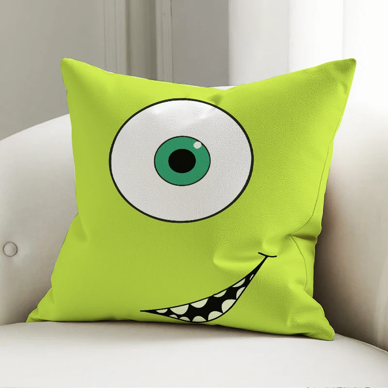 

Disney Monsters Inc Mike Pillow Cover Green Eye Pattern Decorative Cushion Sofa Bedroom Home Decor Gift