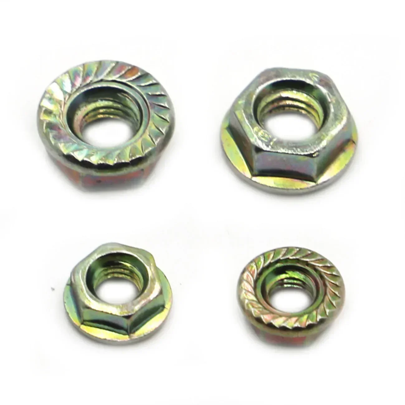 10-50pcs DIN6923 Color Zinc Steel Hexagon Flange Nuts Pinking Slip Locking Lock Nut M3 M4 M5 M6 M8 M10