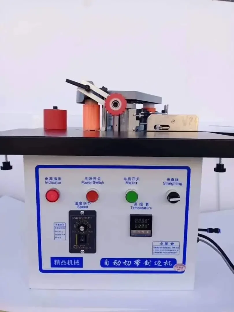 Mini edge banding machine woodworking manual edge bander automatic cutting and double-side gluing