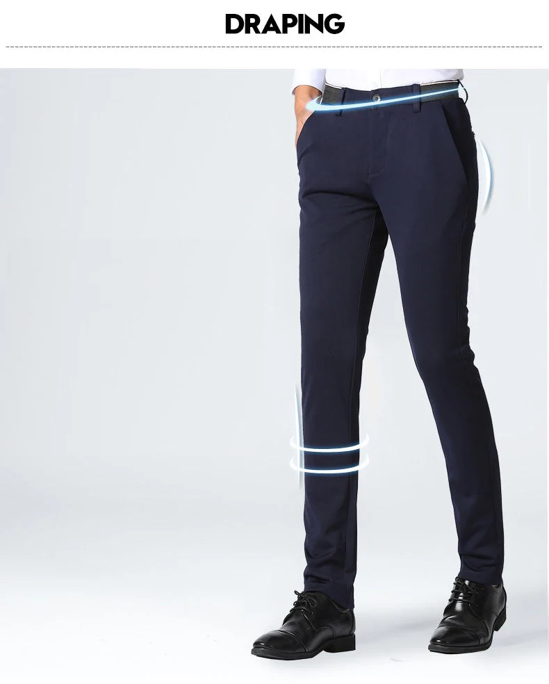 Männer Sommer Mode Business Casual Lange Hosen Anzug Hosen Männliche Elastische Gerade Formale Hosen Plus Große Größe 28-40 – Detail 7