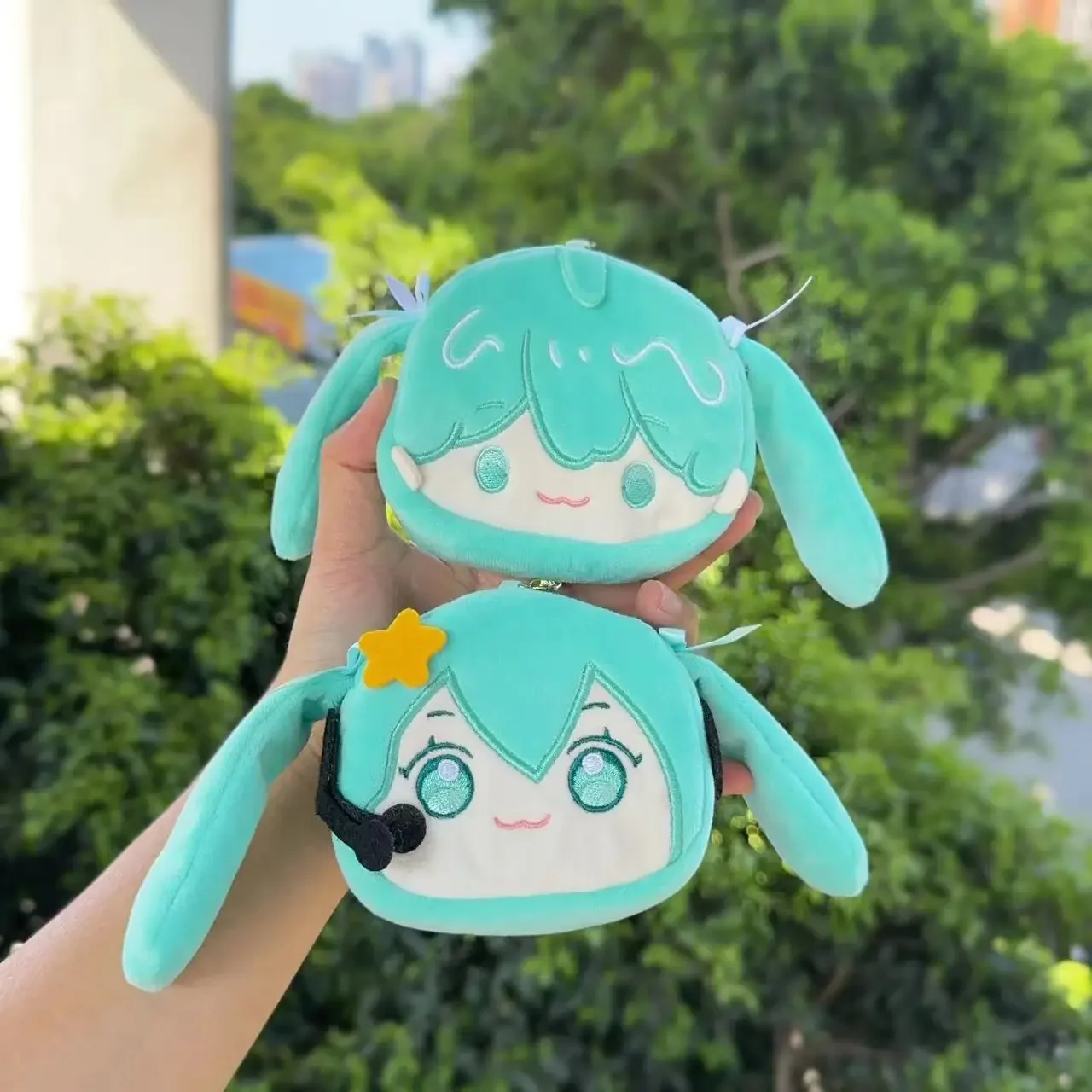 Anime Peripherie Hatsune Miku Bluetooth Headset Aufbewahrung tasche niedlichen Cartoon Schlüssel anhänger Plüsch Geldbörse