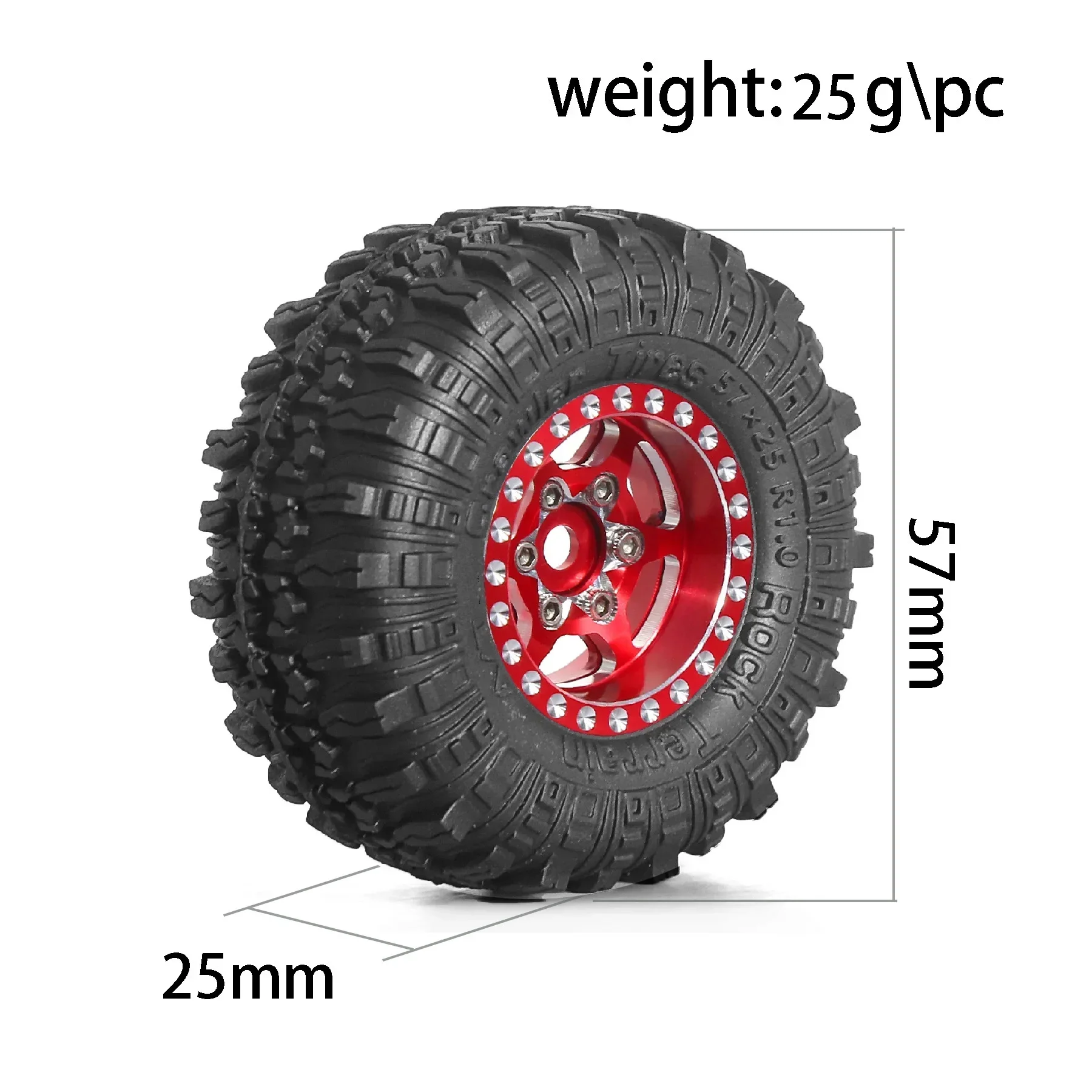 4szt 57mm 1.0" Metal Beadlock Wheel Tire Set For 1/18 1/24 RC Crawler Car TRX4M SCX24 AX24 FCX24 Upgrade Parts Accessories