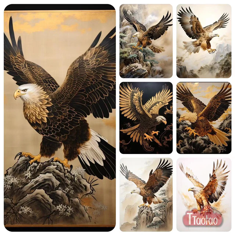 5D DIY Animal LandscapeDiamond  Painting Full Square Round Mosaic Rhinestone Cross Stitch Eagle Picture Home Wall Decor Crafts