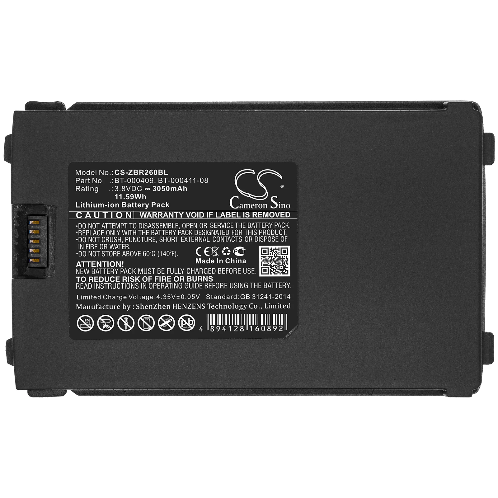 Cameron Sino 3050mAh Battery For Zebra TC21  TC26  TC26AK BT-000409  BT-000411-08  BTRY-TC2Y-1XMA1-01