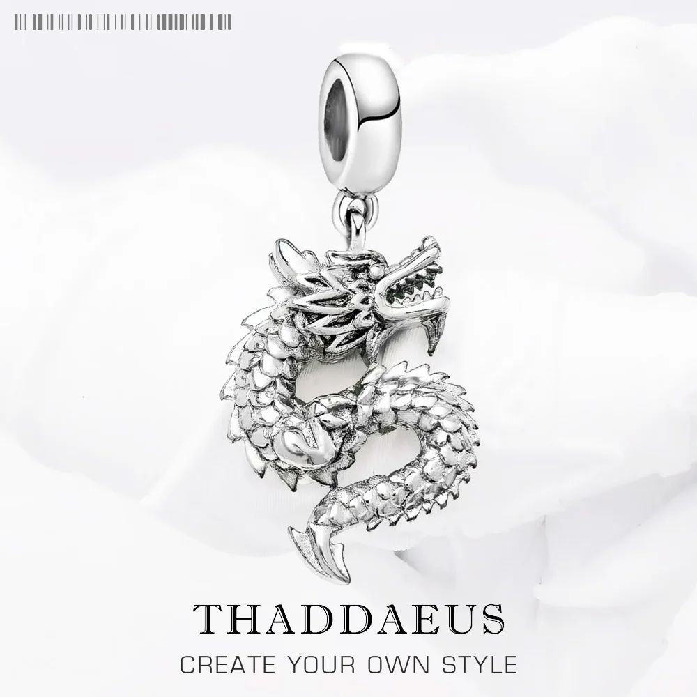 

Dragon Dangle Charm Pendant Europe Style Vintage Jewelry Summer Gift For Women Men In Sterling Silver 925
