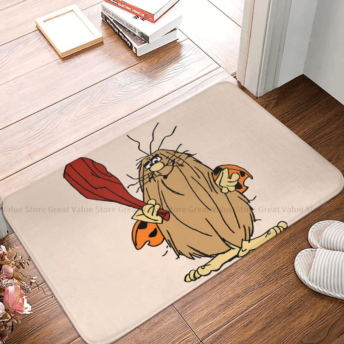 Captain Caveman Cartoon Bath Mat Cavey 's Getting Powered Up Doormat Living Room Carpet Balcony Rug Home Decoration