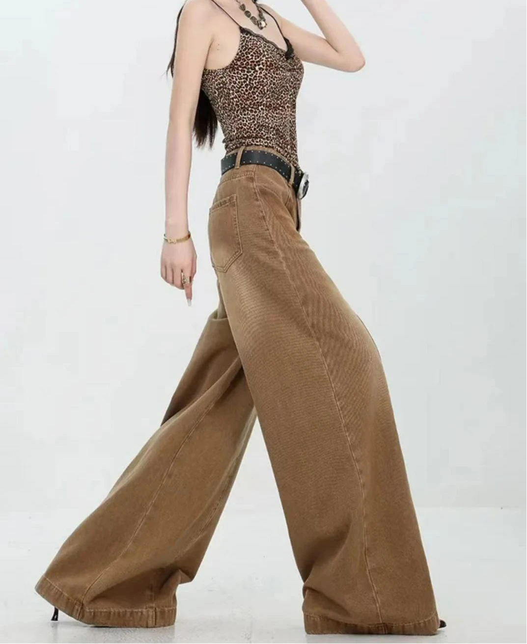 

Retro Old Wide-leg Straight Jeans 2026 Spring New High-waisted Versatile Design Trousers