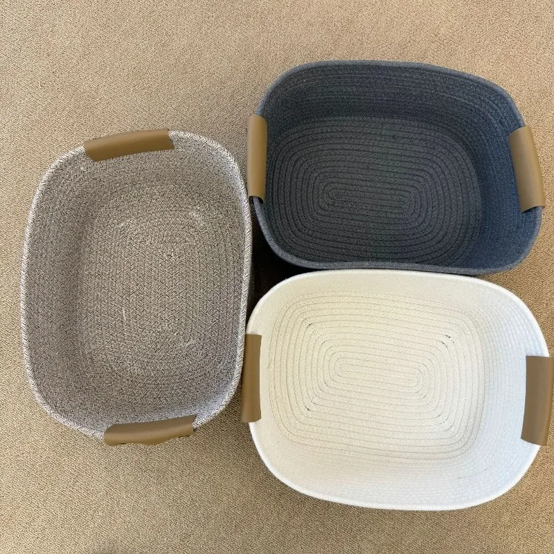 Cestas tejidas de cuerda para organizar cesta de almacenamiento de cuerda tejida, cesta de juguetes multifuncional para escritorio, guardería, oficina, baño, libros