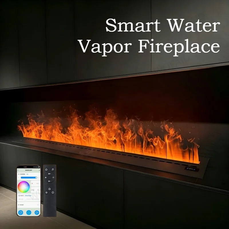 

Tuya WiFi Smart Water Vapor Fireplace 3D Holographic Flame Adjustable Flame Height cheap decorative electric fireplaces interior